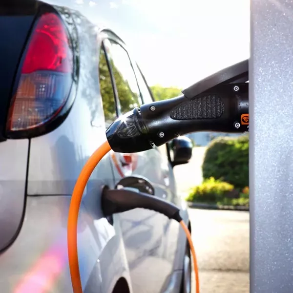 EV charger plugged into an electric vehicle